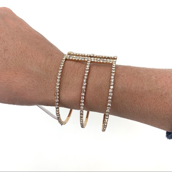 4/$25 INC Gold Silver Crystal Cuff Bracelet NEW - Picture 6 of 6